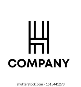 letter H initial unique and abstract line vector illustration