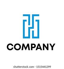 letter H initial unique and abstract line vector illustration