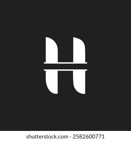 Letter H initial unique art icon logo design vector monogram and modern branding business identity concept with white color on black background.