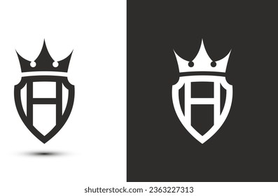 letter H initials signature logotype. Elegant logo icon vector design. Luxury shield crown sign.