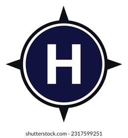 Letter H inside the compass