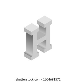 Letter h isometric 3d vector illustration capital letter isolated