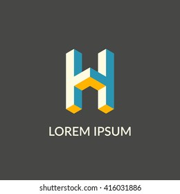 Letter "H" isometric logo design.