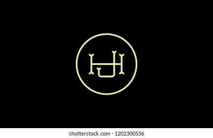 LETTER H AND J LOGO WITH CIRCLE FRAME FOR LOGO DESIGN OR ILLUSTRATION USE