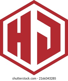 Letra h y j Modelo de diseño Vector, hexágono, rojo