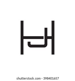 Letra H y J monograma forma cuadrada logo negro