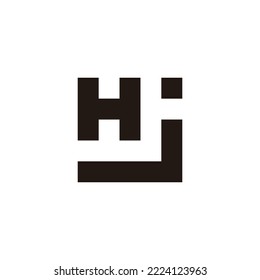 Letter H and j square geometric symbol simple logo vector