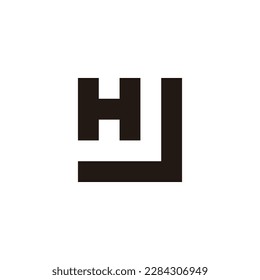 Letter h and J square geometric symbol simple logo vector