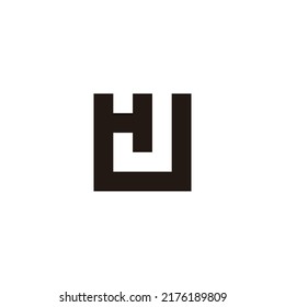 Buchstabe H J Quadrat, Umriss-Symbol, einfaches Logo, Vektorgrafik