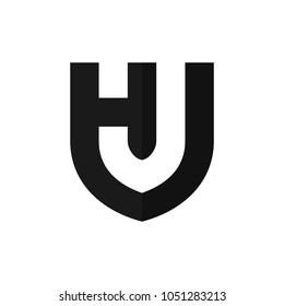 letter H and J vector logo. Shield shape icon.