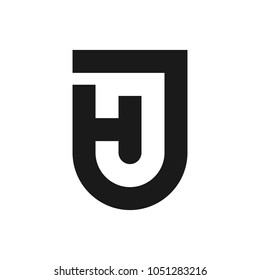 letter H and J vector logo. Shield shape icon.