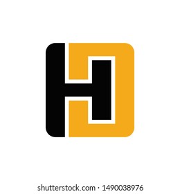 Letter H and J Vector Logo. Square Icon and Symbol. Eps 10.
