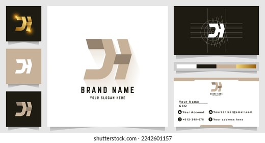 Letter H or JH monogram logo with business card design