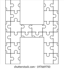 Letter H with jigsaw