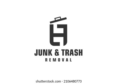 Letter H for junk removal logo design, environmentally friendly garbage disposal service, simple minimalist design.