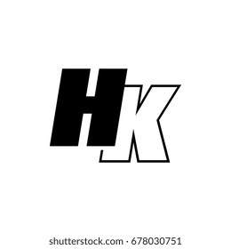 letter H and K logo overlapping black negative