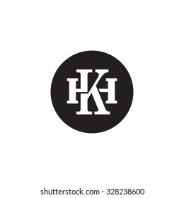 letter H and K monogram circle logo