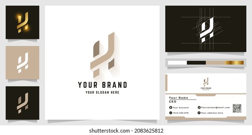 Letter H or K monogram logo with business card design