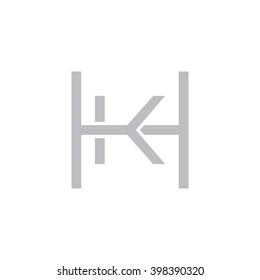 letter H and K monogram square shape logo gray