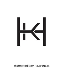 letter H and K monogram square shape logo black