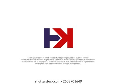 letter h k or t k modern logo business