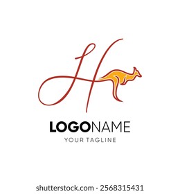 Letter H Kangaroo Logo Design Vector Icon Graphic Emblem Illustration