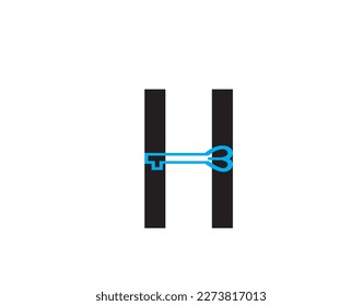 Letter h key logo combine with house locker key for real estate and house rental symbol.