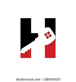 Letter H With Key Logo Vector 001