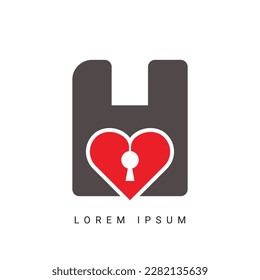 Letter H with keyhole Love icon unique logo design