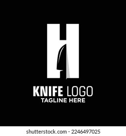 Letter H Knife Logo Design Template Inspiration, Vector Illustration.