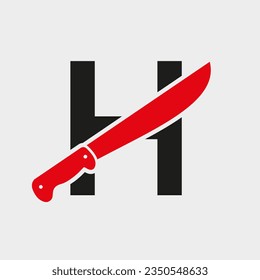 Letter H Knife Logo Design Vector Template Knife Symbol With Alphabet