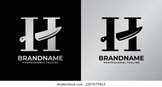 Letter H Knife Logo, Suitable for any business related to knife with H initial.