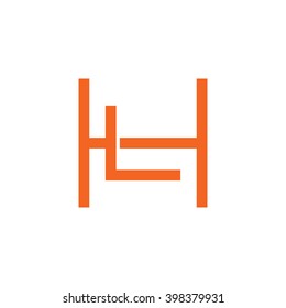 letter H and L monogram square shape logo orange