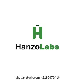 Concepto de diseño de logotipos de laboratorio de letras H. perfecto para tecnología, digital, software, red y marca científica. Formato vectorial.