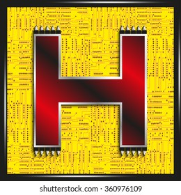Letter "H" of the Latin alphabet. Vector illustration.