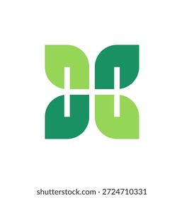 Letter H leaf creative negative space logo