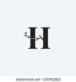 letter H leaf icon logo design concept, floral logo icon sign. Vector illustration