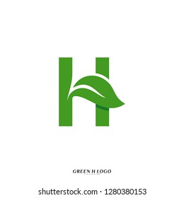 Letter H with Leaf logo design concept vector. Initial H Nature logo template