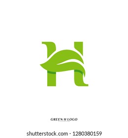 Letter H with Leaf logo design concept vector. Initial H Nature logo template