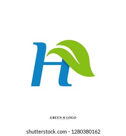 Letter H with Leaf logo design concept vector. Initial H Nature logo template