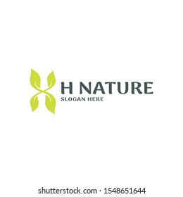 Letter H with Leaf Logo Design. Leaf Nature Design vector Art. Modern and Creative Nature Logo Design