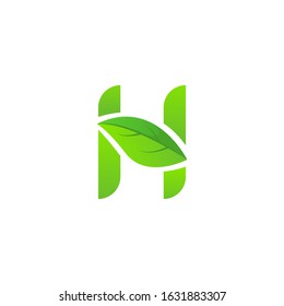 letter h leaf logo design