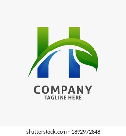 Letter H leaf logo design