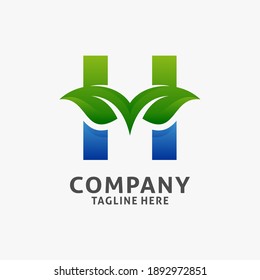 Letter H leaf logo design
