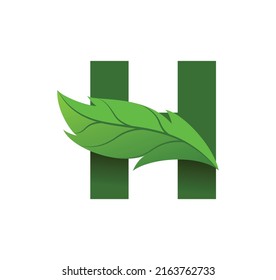 letter H leaf logo design vector