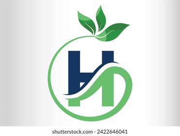 Letter H Leaf Logo Design  Vector letter template design for brand.