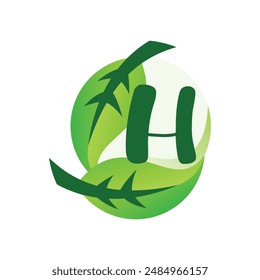 letter H leaf logo design vector