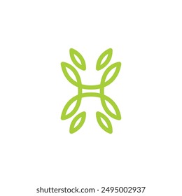 Letter H leaf Logo Design. H Icon