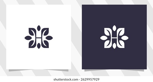 Letra H con Vector de diseño de logotipo de hoja