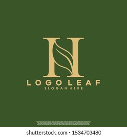 Letter H With Leaf Logo. Green leaf logo icon vector design. Landscape design, garden, Plant, nature and ecology vector. Editable file.